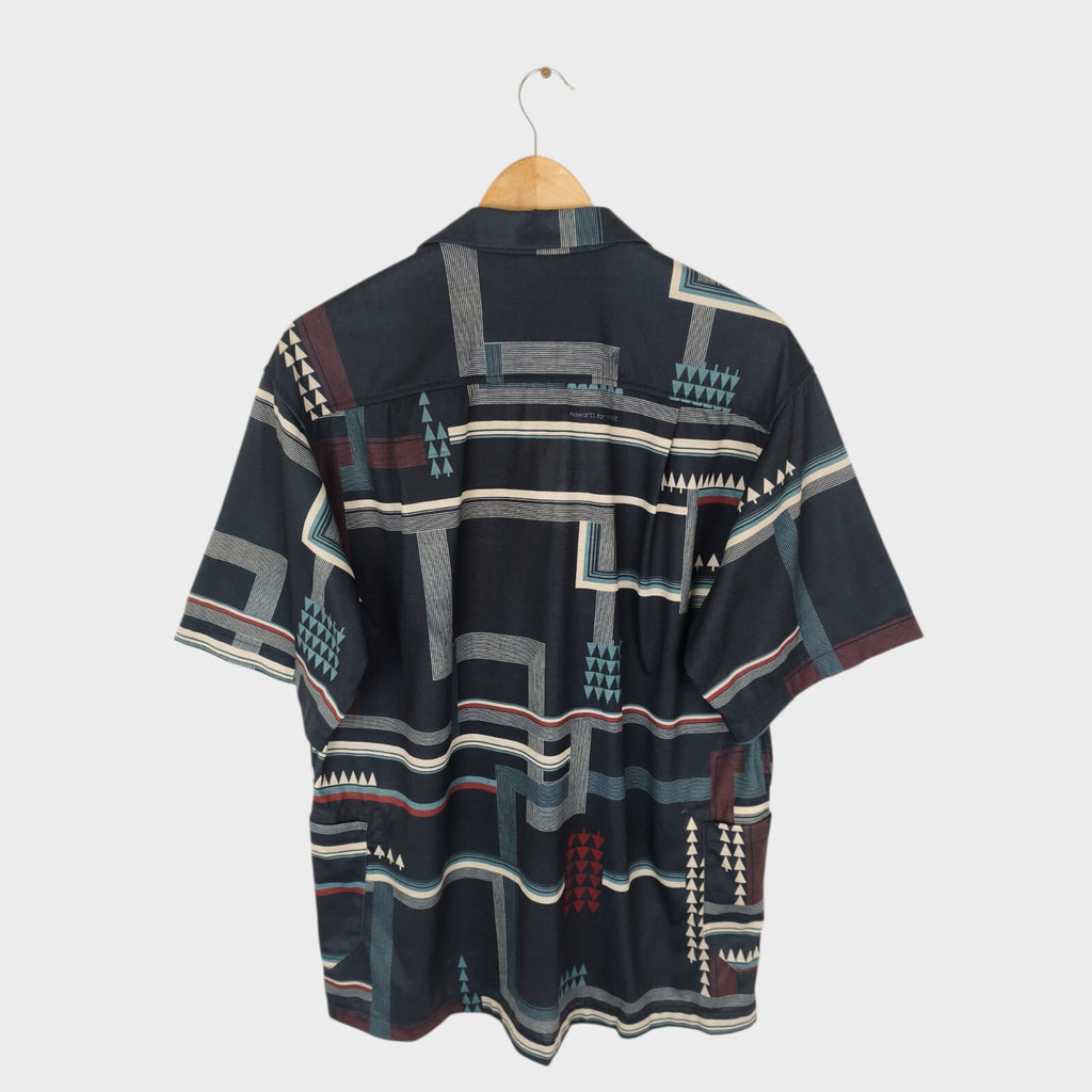 NORBIT BY HIROSHI NOZAWA Men's Navy All-Over Print Aloha Shirt