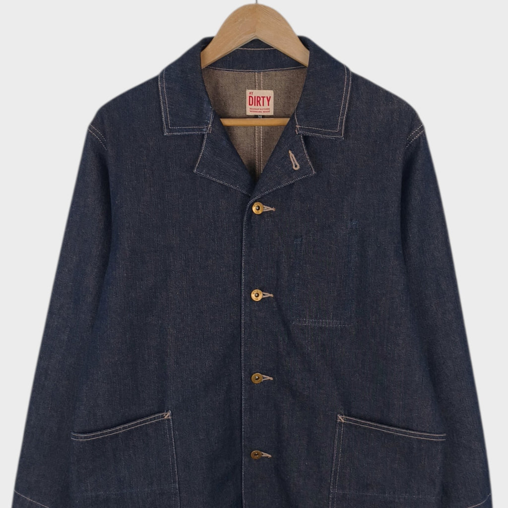 AT-DIRTY Men's Dark Blue Made in Japan Denim Chore Jacket