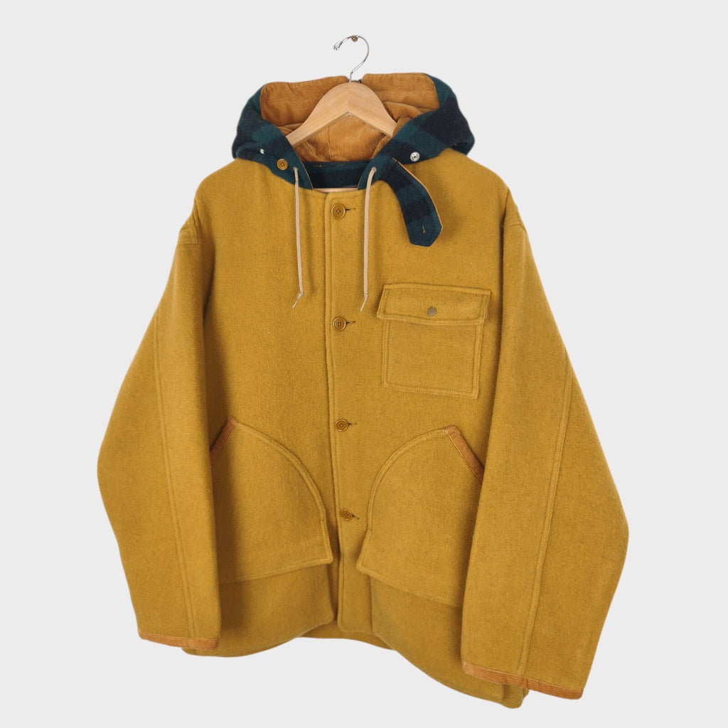 BEAMS PLUS Men's Camel Heavyweight Wool Melton Hunting Coat Jacket