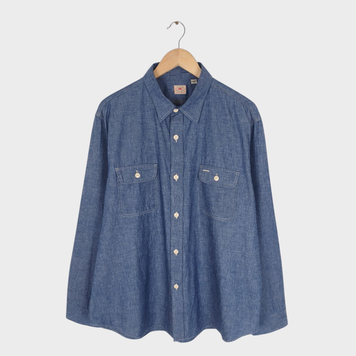 SUGAR CANE Men's Made in Japan Blue Chambray Work Shirt