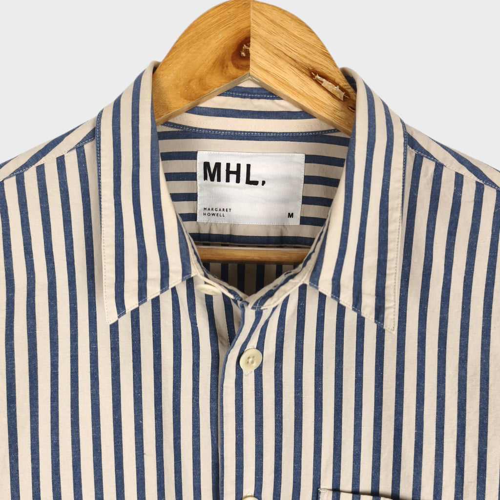 MHL MARGARET HOWELL Men's Striped Cotton/Linen Shirt