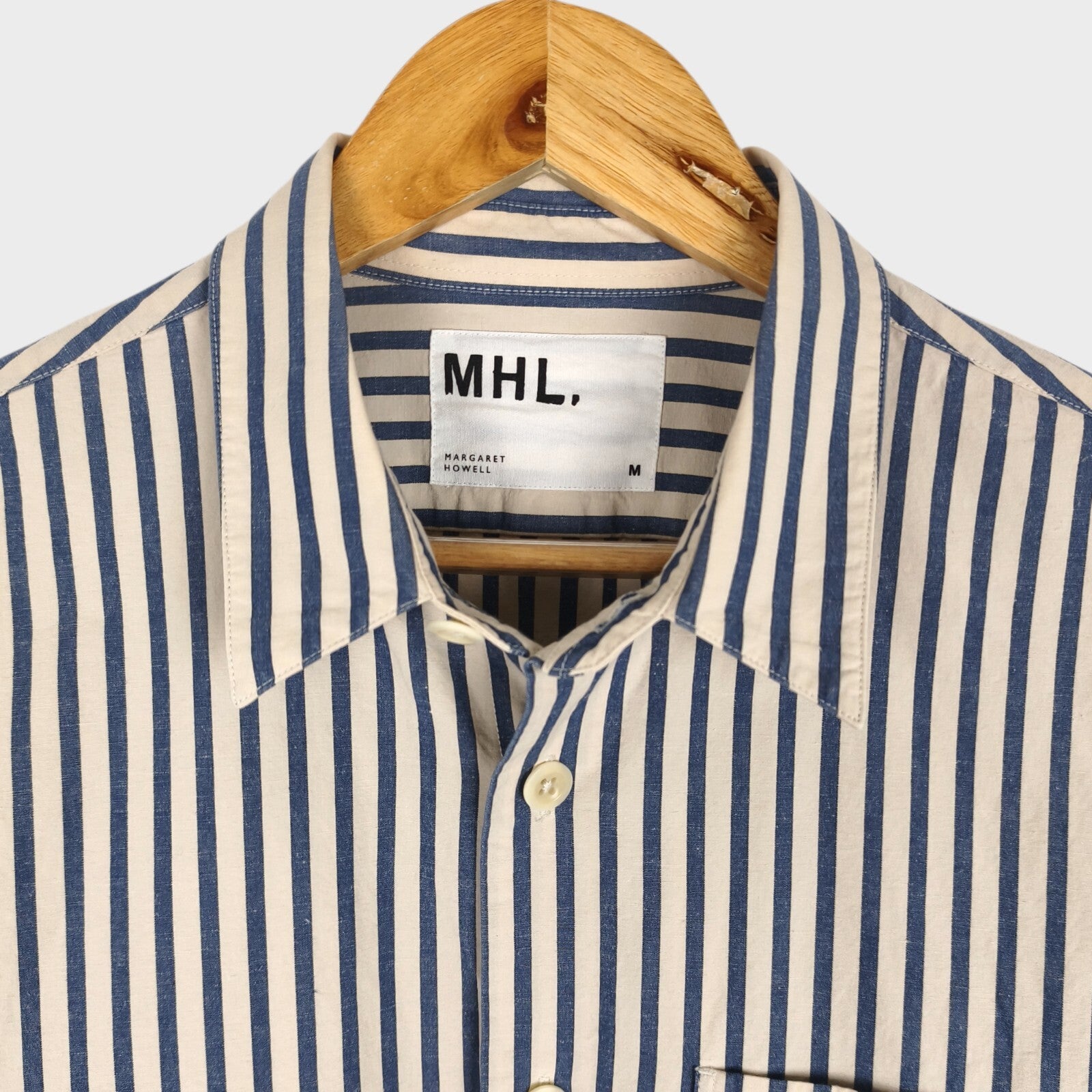 MHL MARGARET HOWELL Men's Striped Cotton/Linen Shirt