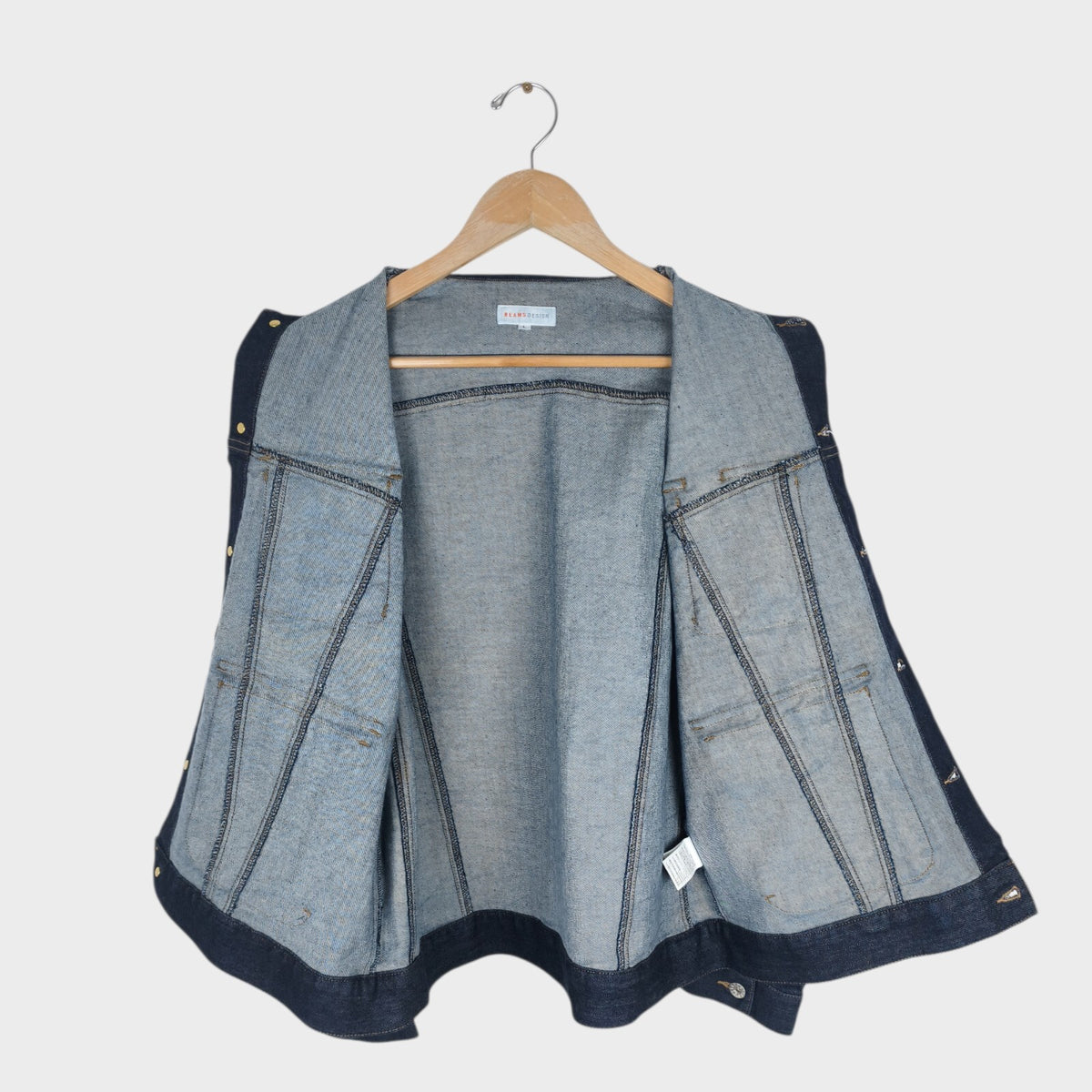 BEAMS Men's Dark Blue Cropped Denim Utility Chore Jacket