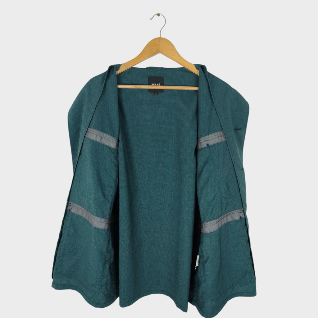 BEAMS Men's Teal Green Oversized Fit Lightweight Utility Fishing Jacket