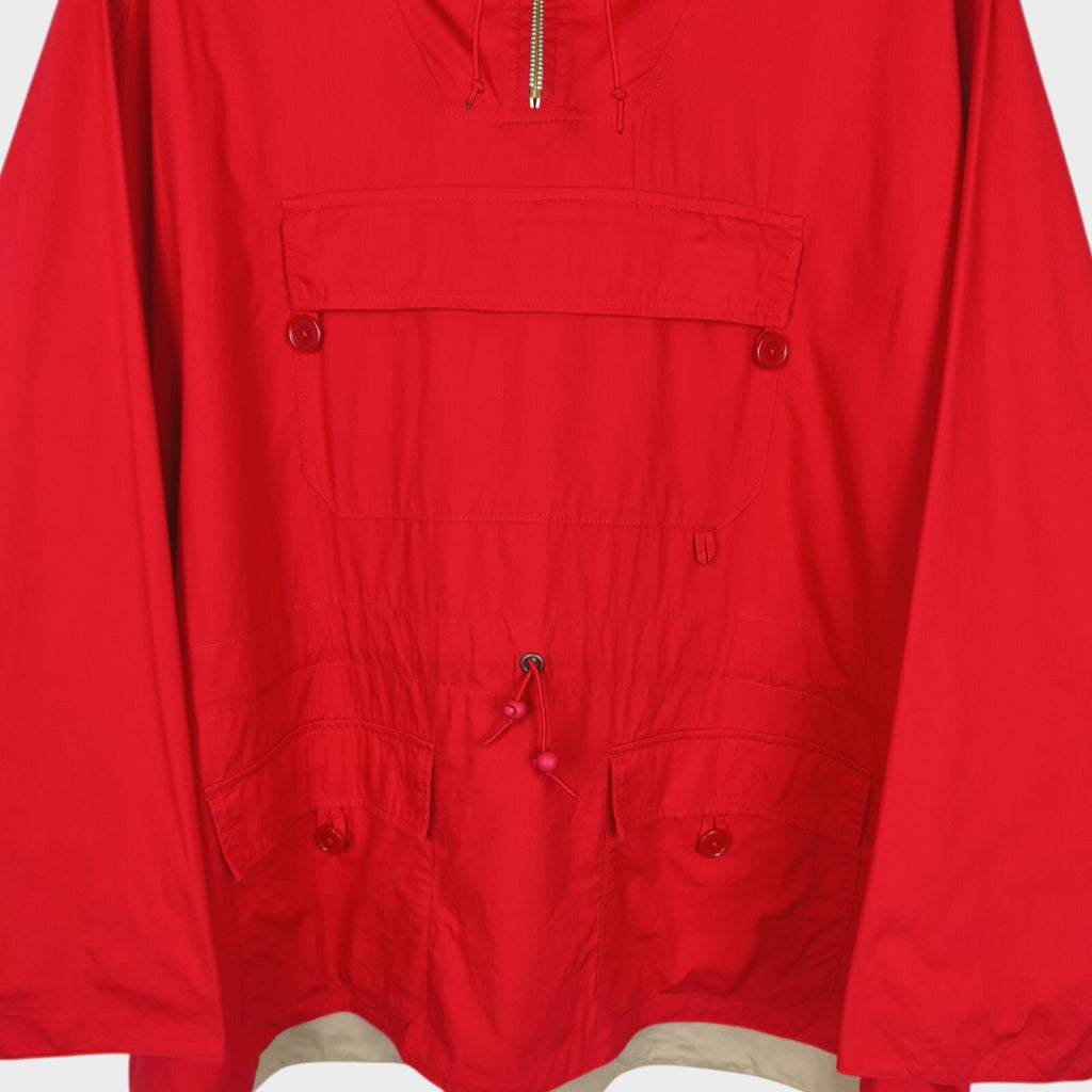 BEAMS PLUS Men's Red Sports Euro Anorak Parka Smock Jacket