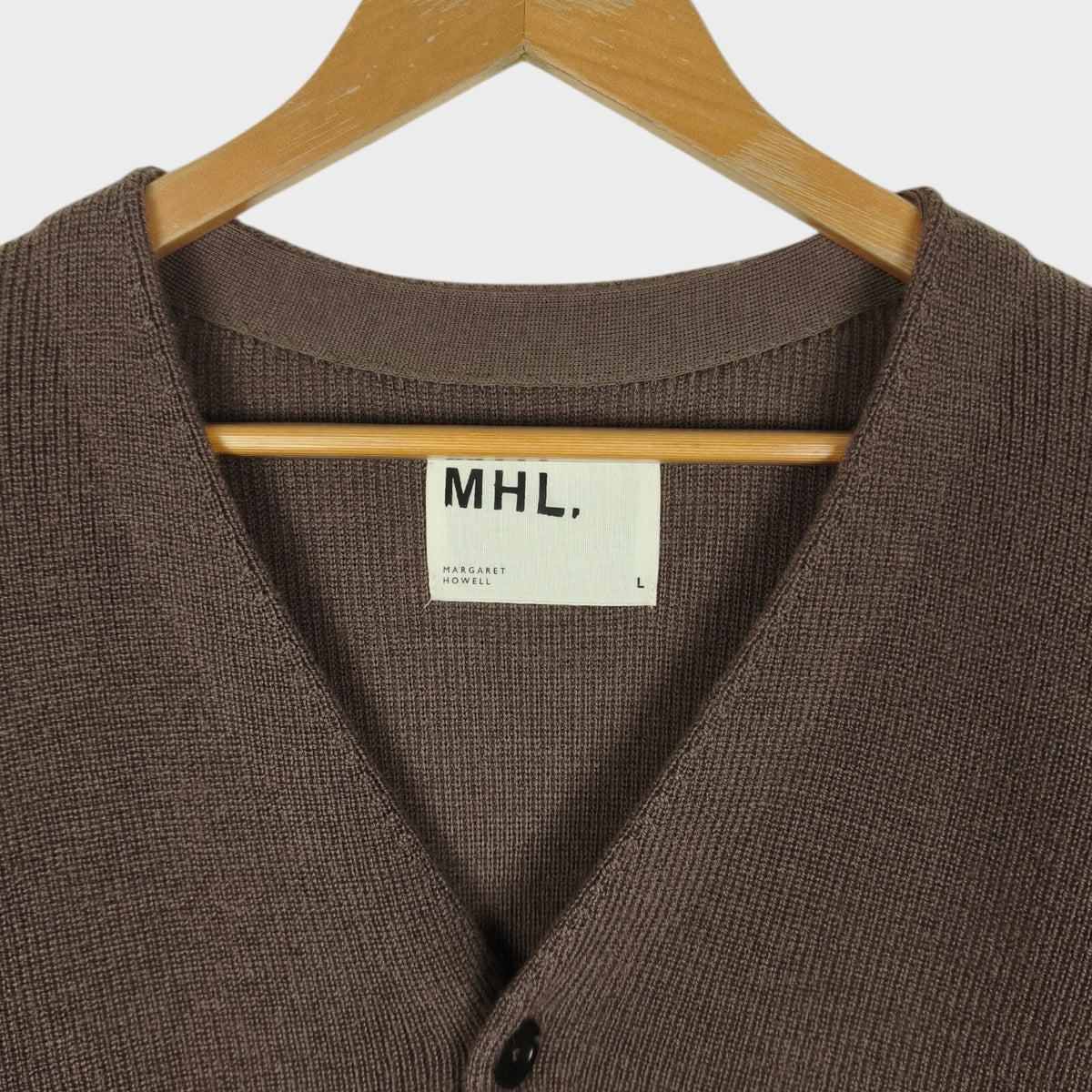 MHL MARGARET HOWELL Men's Taupe 100% Wool Cardigan