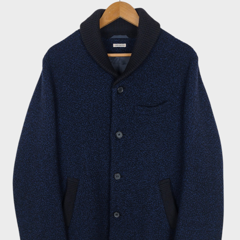 BLUE BLUE JAPAN Men's Made in Japan Indigo Blue/Black 100% Wool Weave Coat