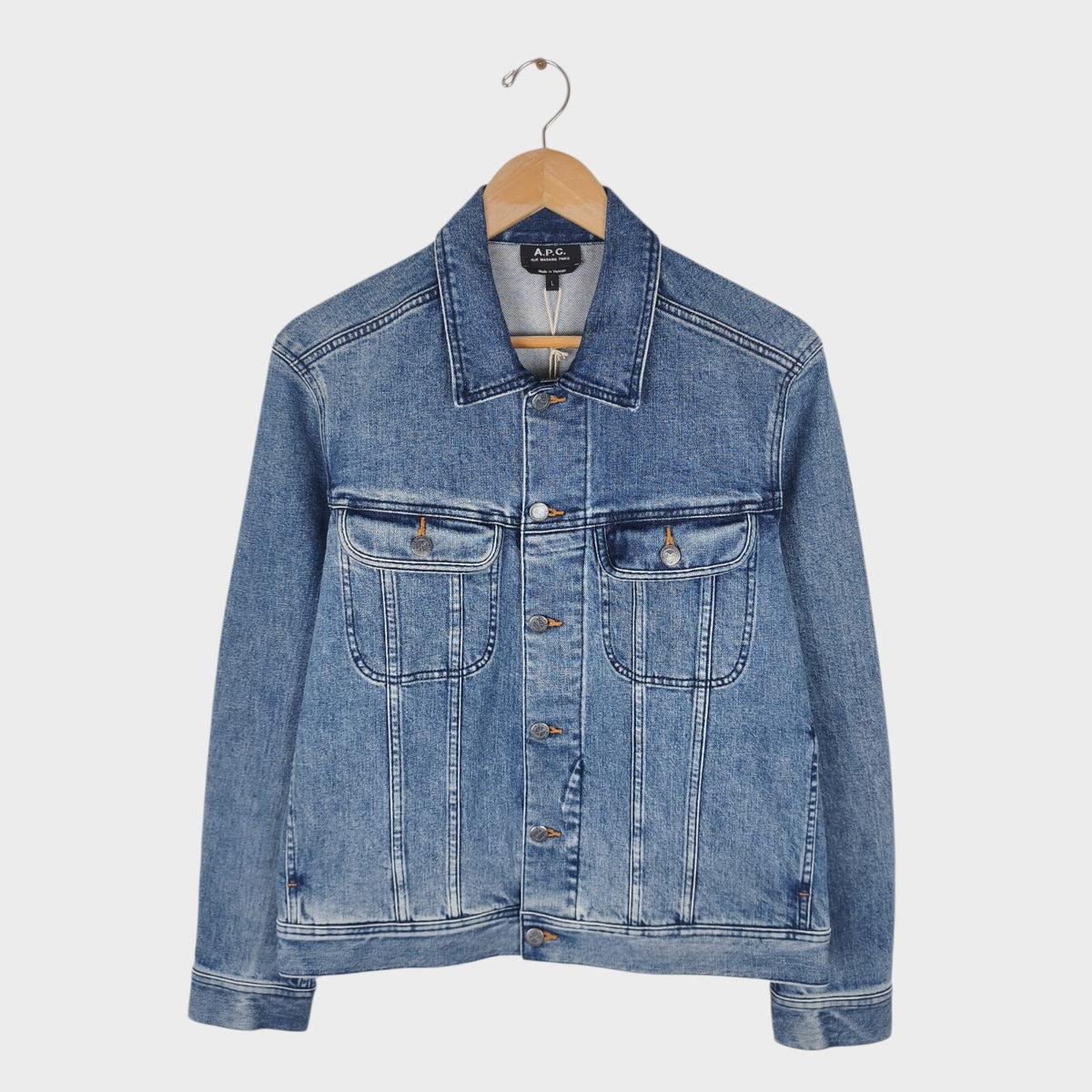 A.P.C. PARIS Men's Washed Blue Denim Jacket