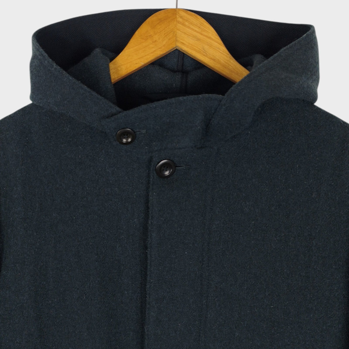 MHL MARGARET HOWELL Men's Muted Dark Green 100% Wool Hooded Coat