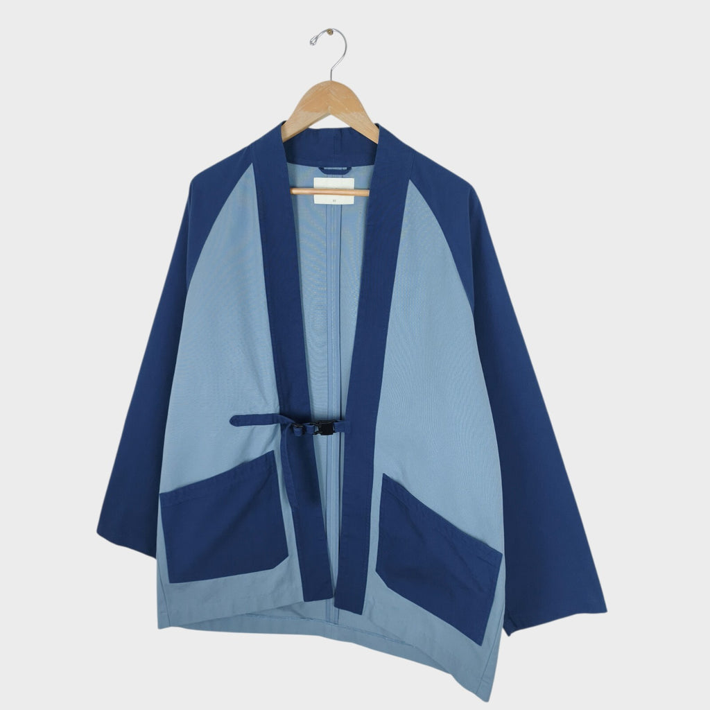 PUBLIC TOKYO Men's Made in Japan Blue Colourblock Kimono Haori Jacket