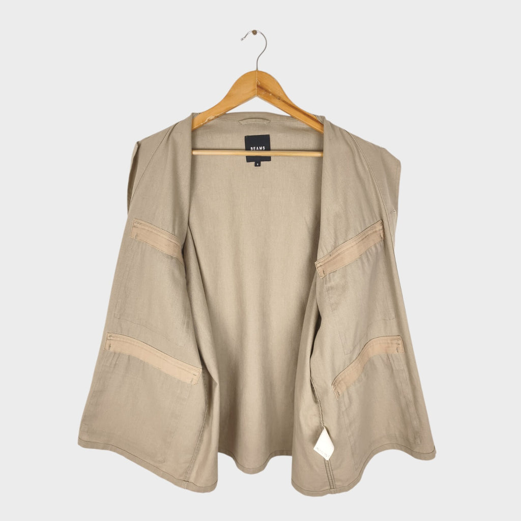 BEAMS Men's Taupe Linen/Cotton Oversized Fit Safari Jungle Jacket