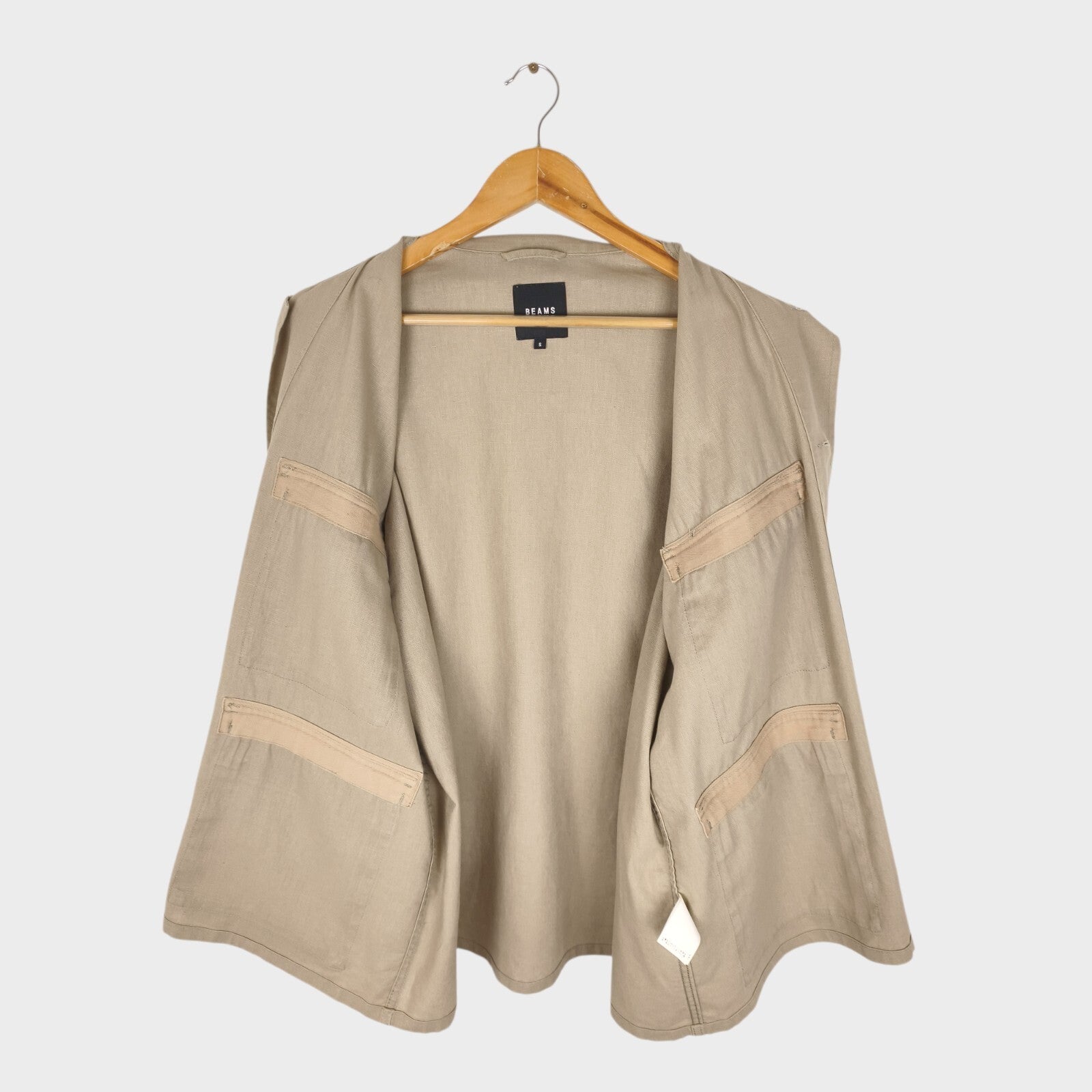 BEAMS Men's Taupe Linen/Cotton Oversized Fit Safari Jungle Jacket