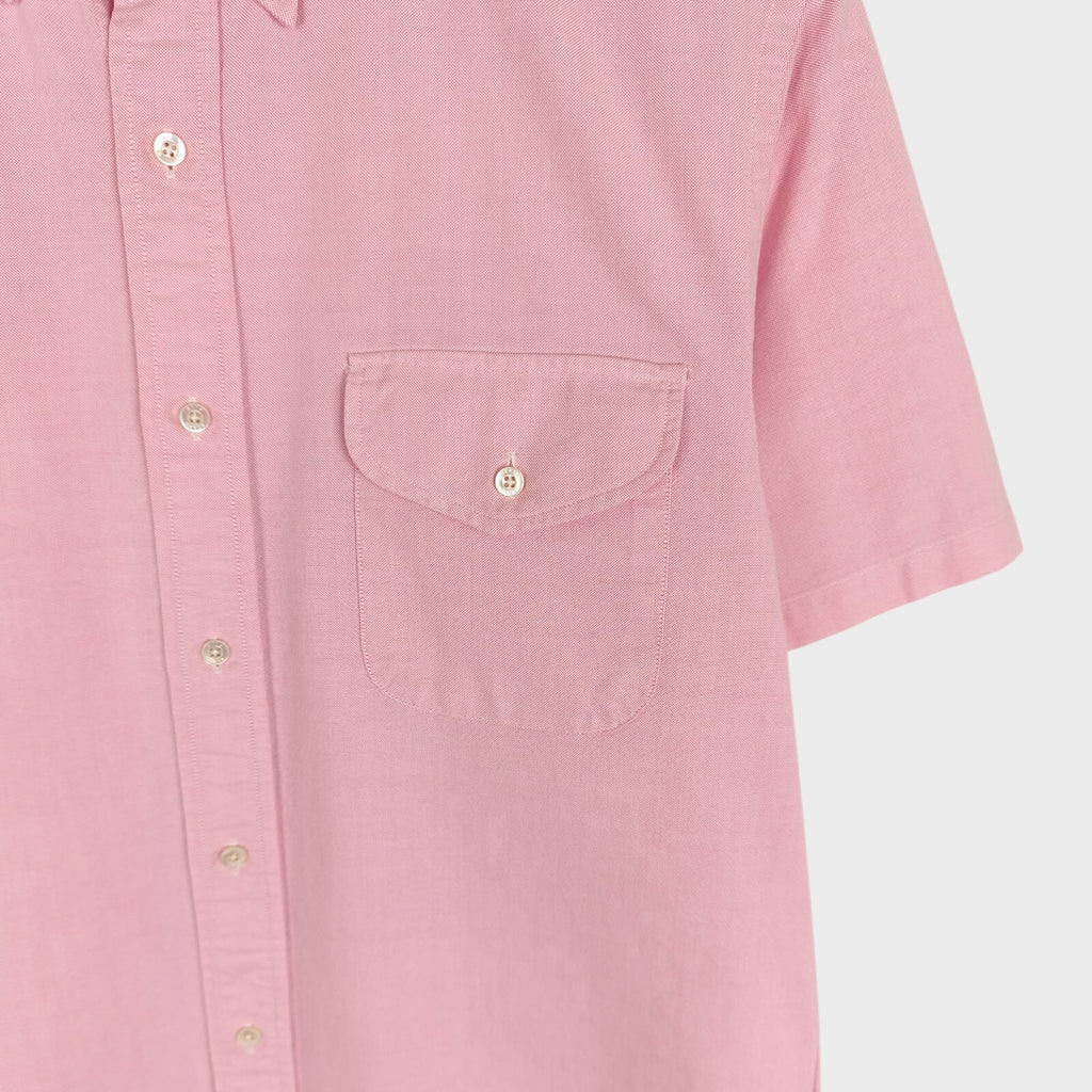 BEAMS PLUS Men's Made in Japan Pink Short Sleeved Oxford Shirt