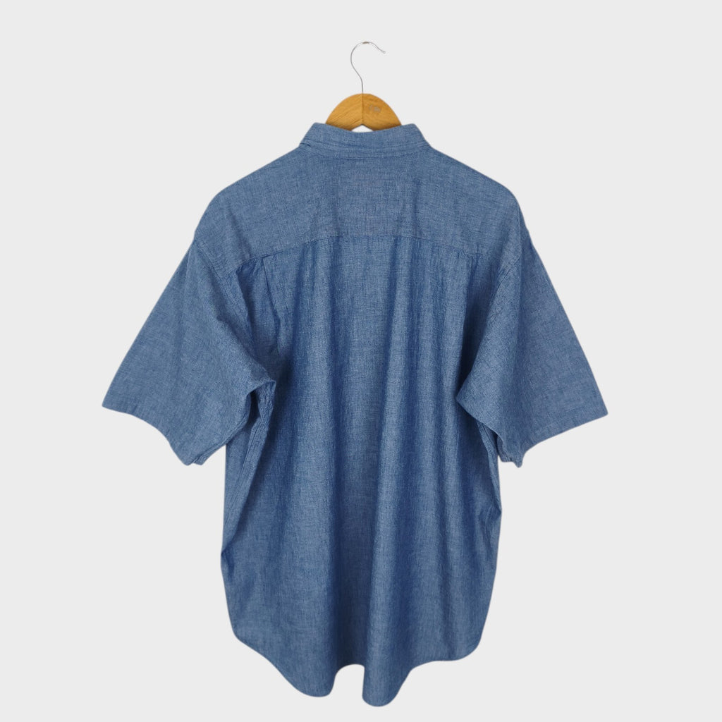 BEAMS Men's Blue Denim Chambray Oversized Fit Shirt