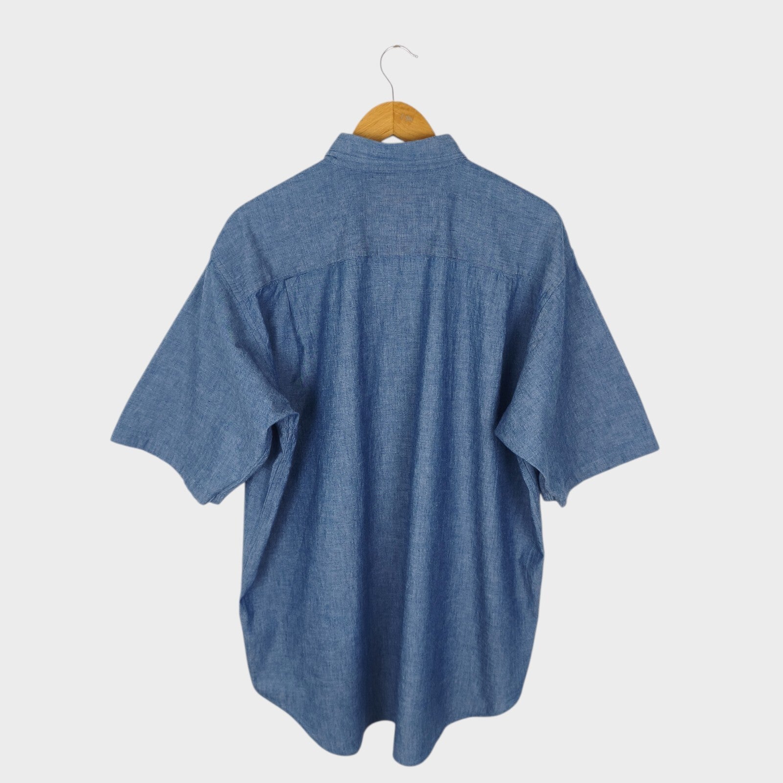 BEAMS Men's Blue Denim Chambray Oversized Fit Shirt