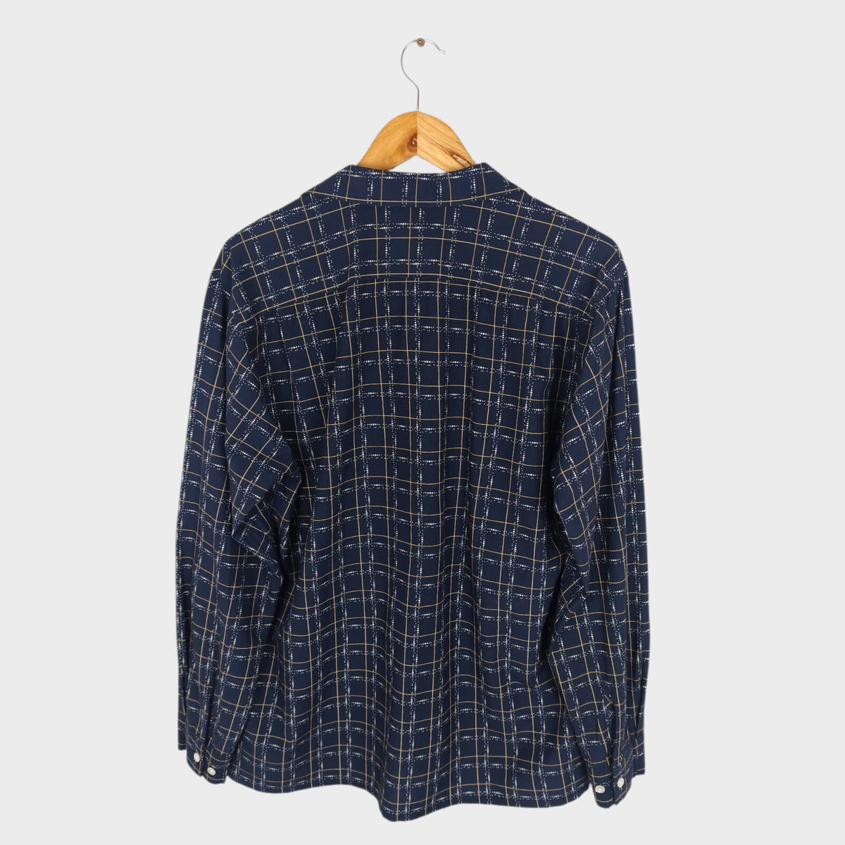 BEAMS PLUS Men's Made in Japan Rayon/Cotton Checked Camp Collar Shirt