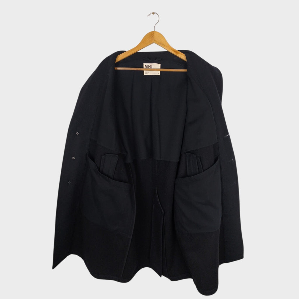 MHL MARGARET HOWELL Men's Black Heavyweight 100% Melton Wool Coat