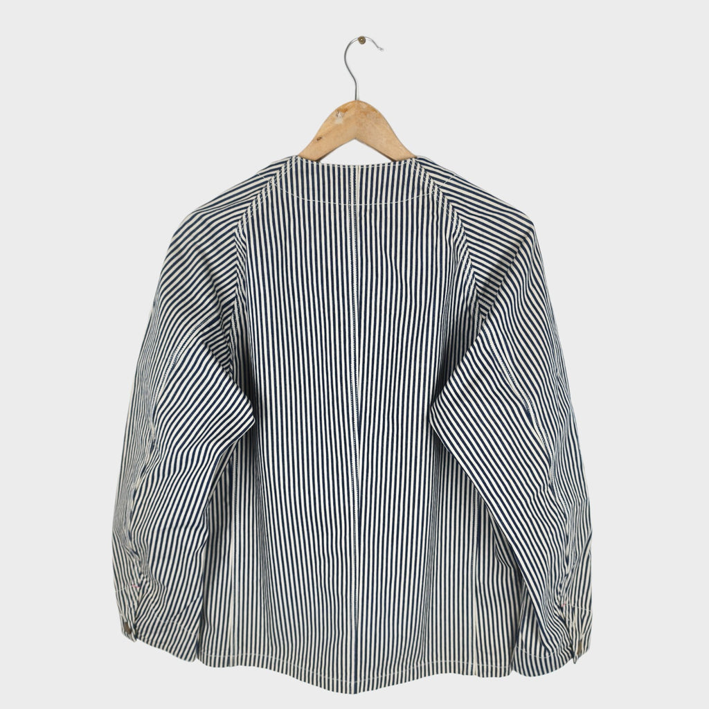 BLUE BLUE JAPAN Men's Made in Japan Hickory Stripe V-Neck Chore Jacket