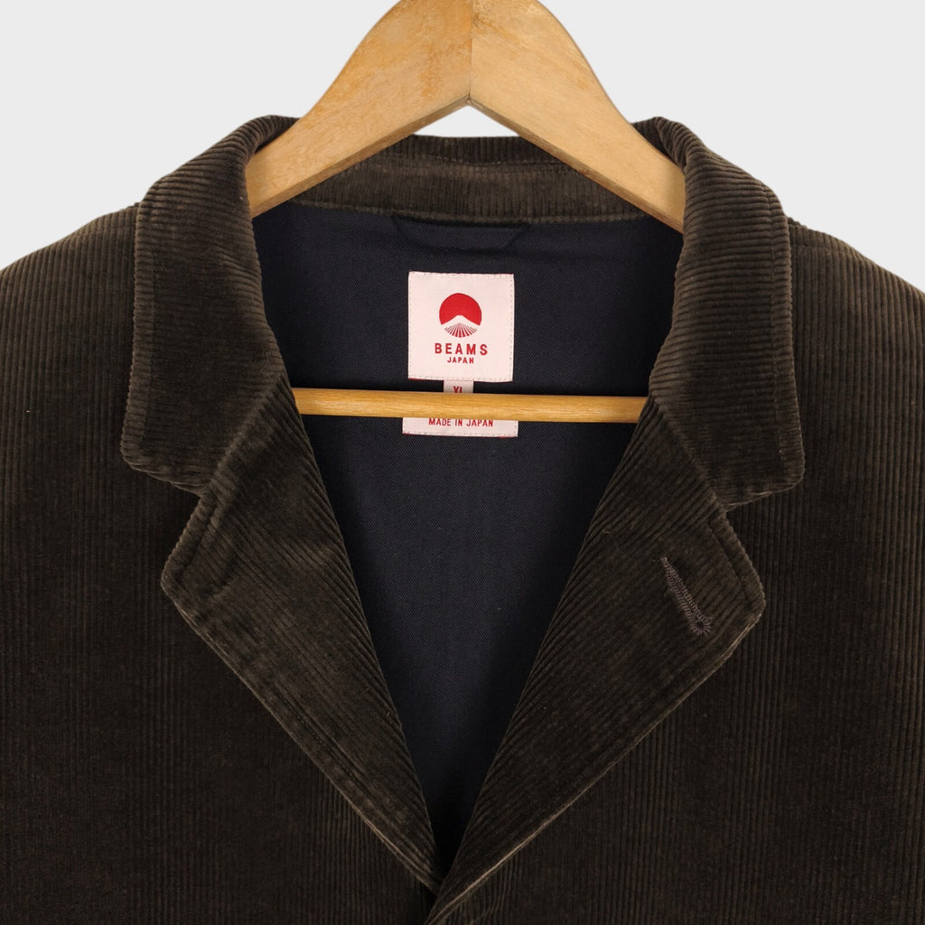 BEAMS JAPAN Men's Made in Japan Brown Corduroy Blazer Chore Jacket