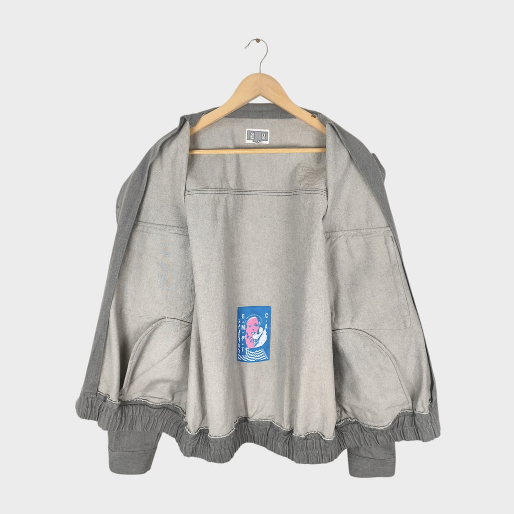 CAV EMPT Men's Made in Japan Grey Heavyweight Denim Community Bomber Jacket