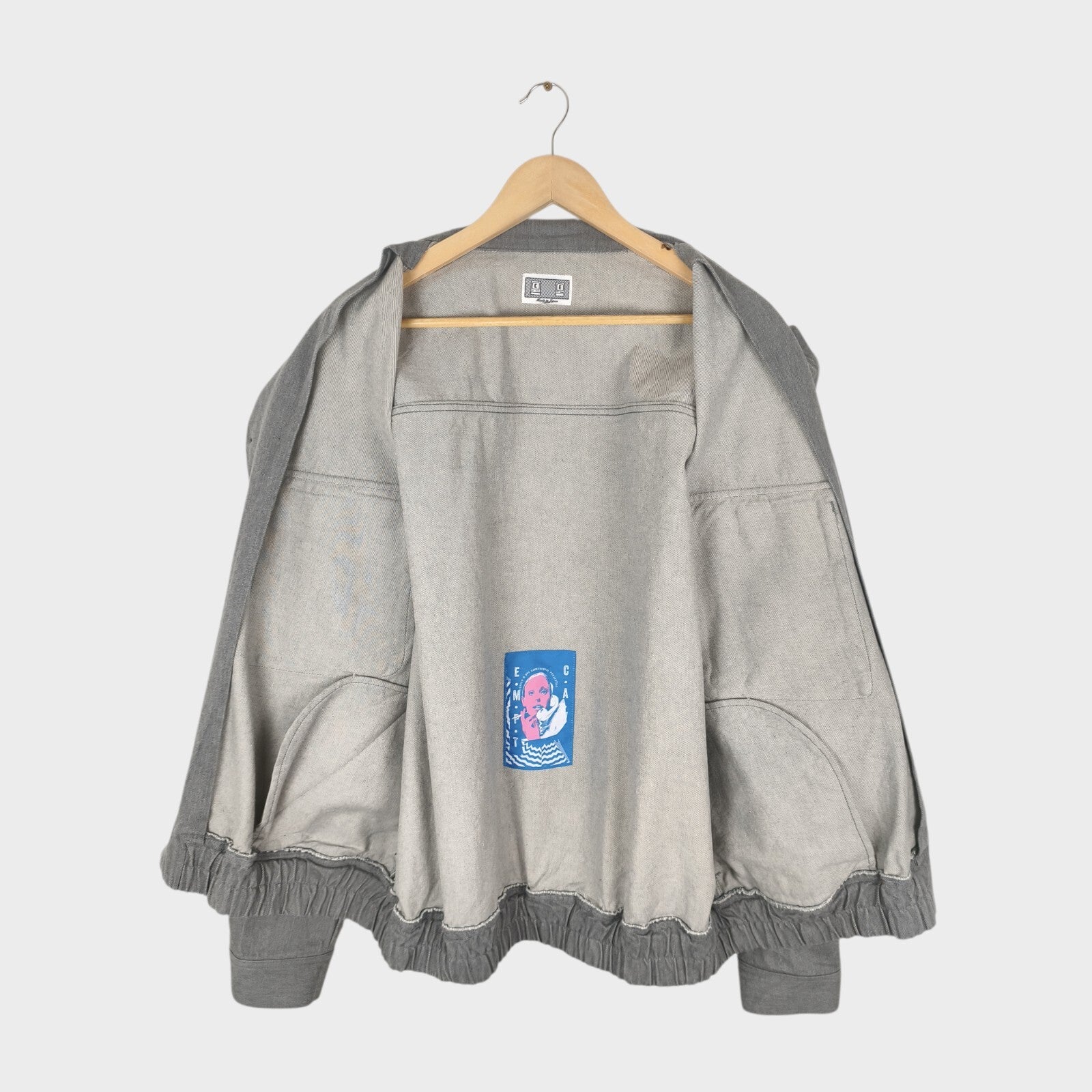 CAV EMPT Men's Made in Japan Grey Heavyweight Denim Community Bomber Jacket