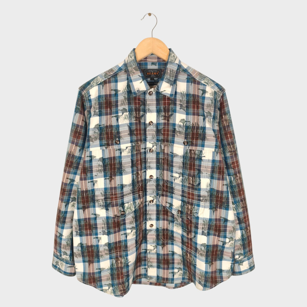 BEAMS PLUS Men's Checked Relaxed Fit Adventure Cruiser Overshirt