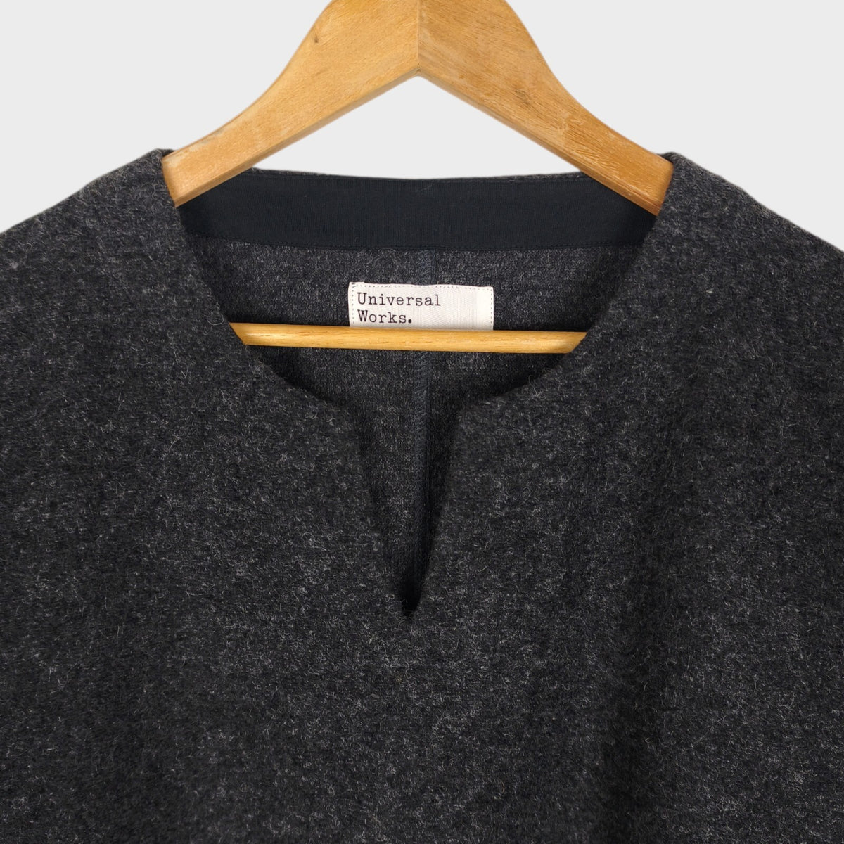 UNIVERSAL WORKS Men's Grey Wool Blend Split Neck Pullover Jumperr