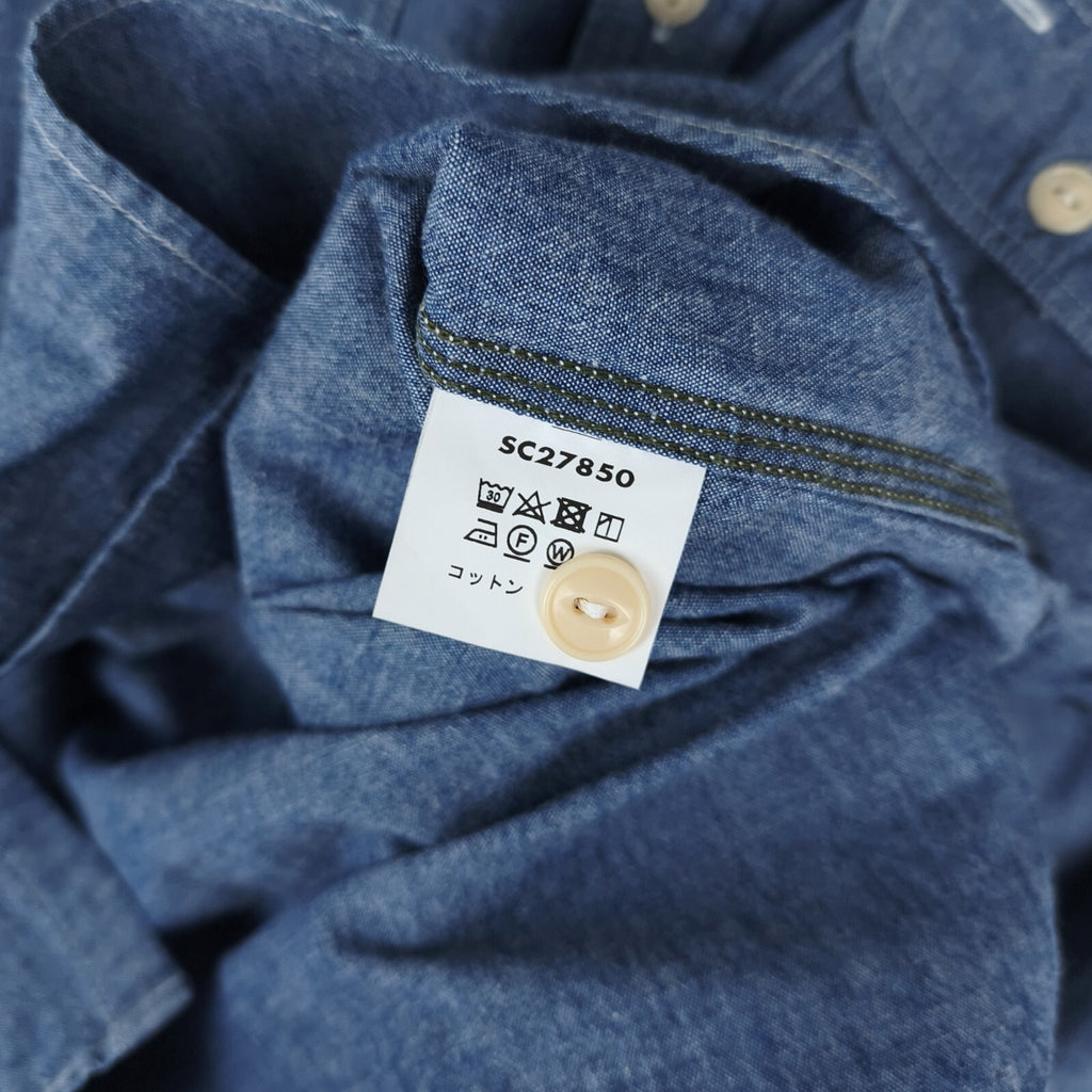 SUGAR CANE Men's Made in Japan Blue Chambray Work Shirt