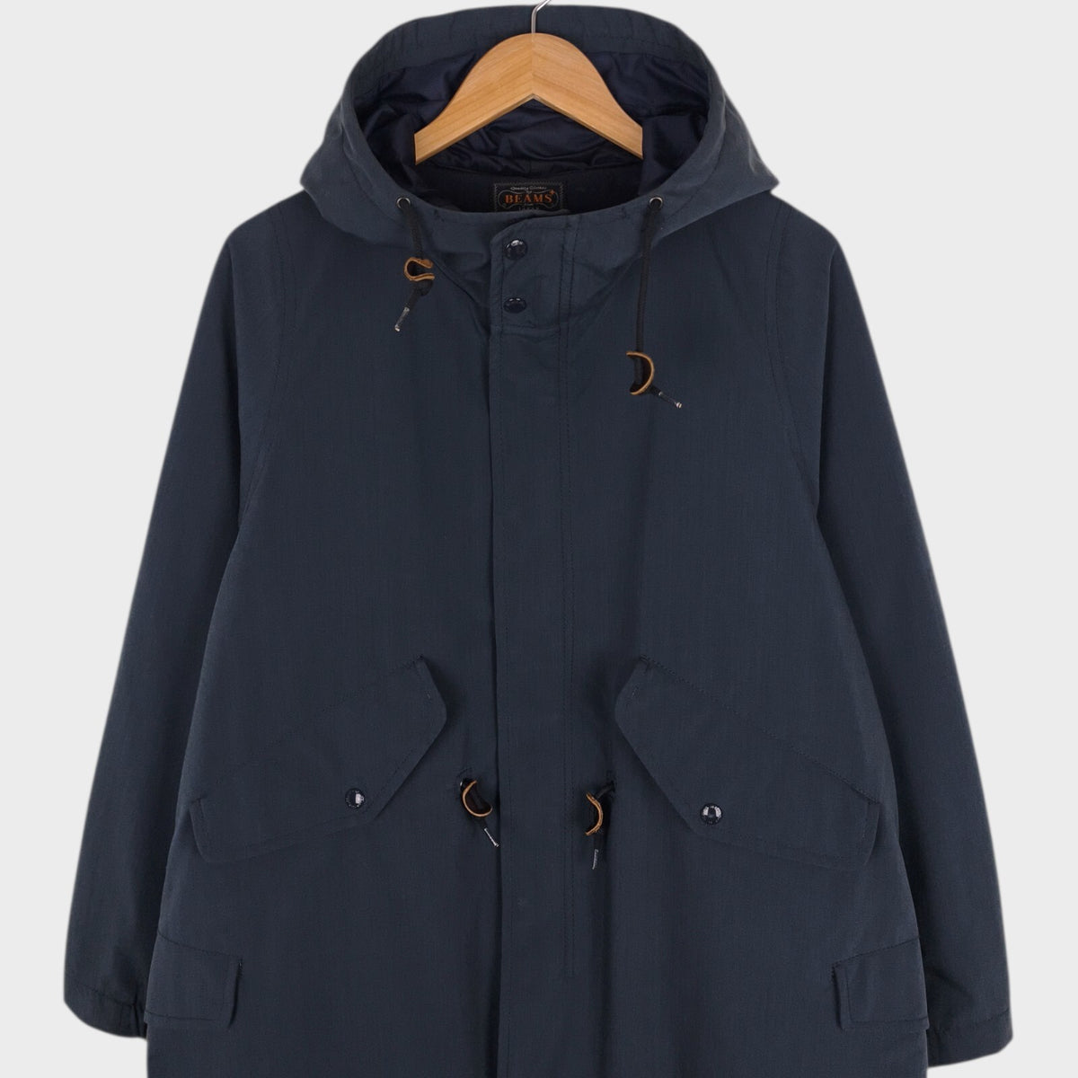 BEAMS PLUS Men's Dark Blue Gore Windstopper Waterproof Mod Parka Jacket