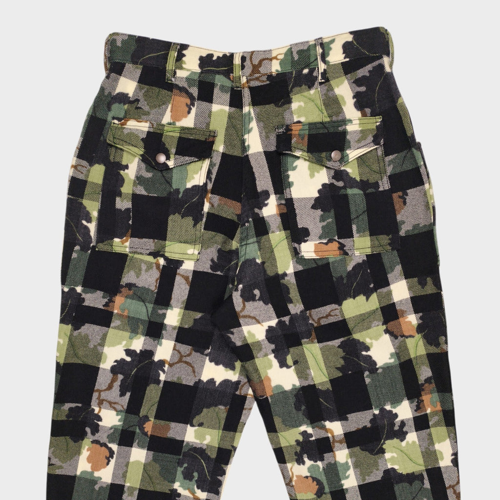 BEAMS PLUS Men's 100% Wool Check Camouflage Bush Cargo Trousers