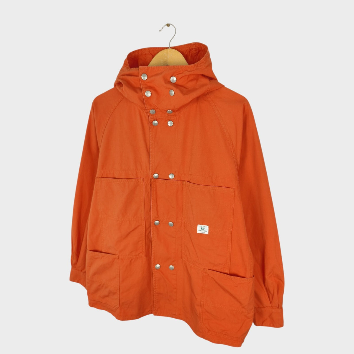 SASSAFRAS Men's Made in Japan Orange Blower Bud Parka Jacket