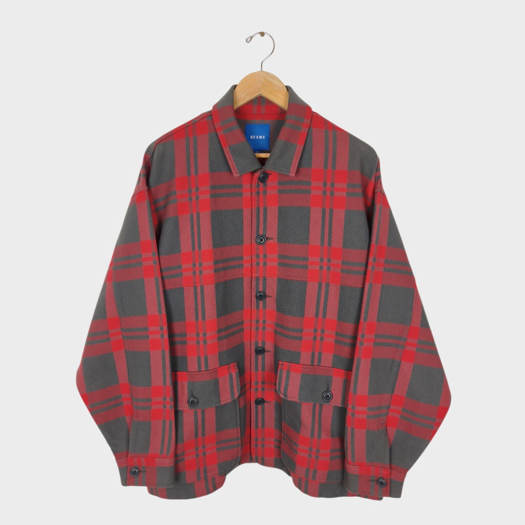 BEAMS Men's Oversized Fit Heayweight Soft Twill Mackinaw Jacket