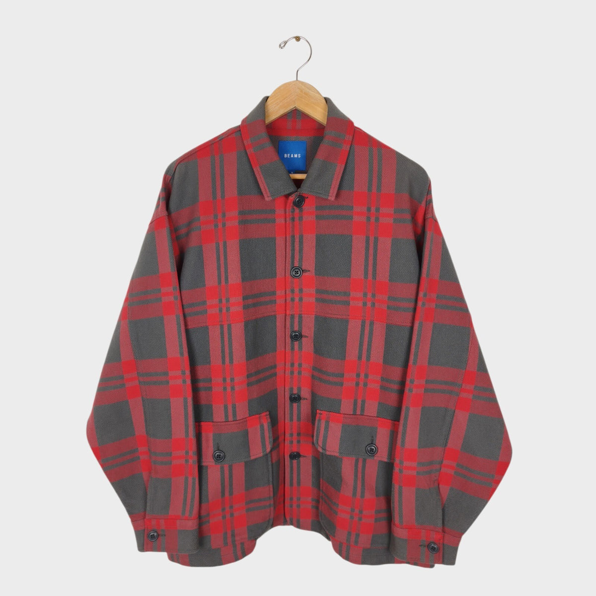 BEAMS Men's Oversized Fit Heayweight Soft Twill Mackinaw Jacket