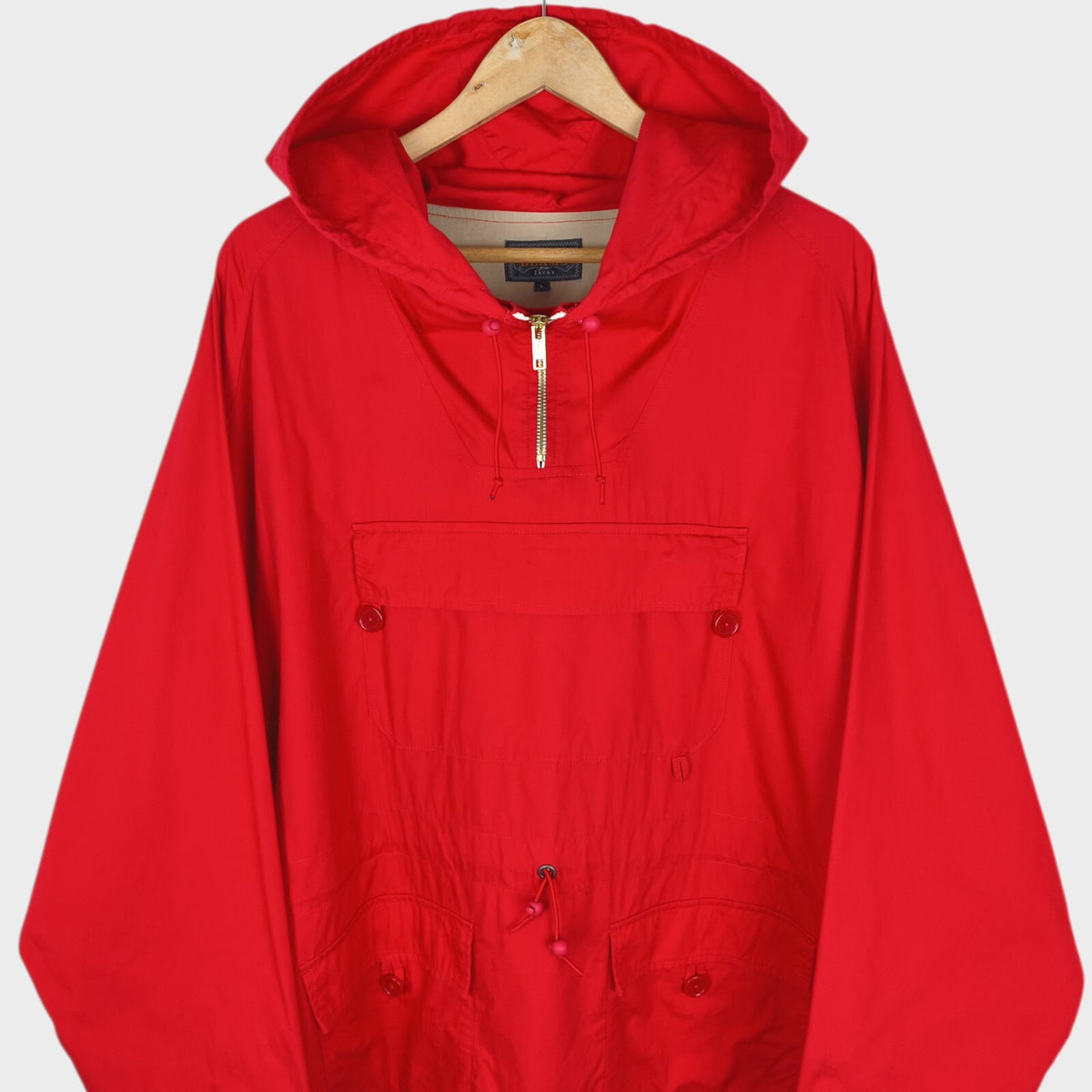 BEAMS PLUS Men's Red Sports Euro Anorak Parka Smock Jacket
