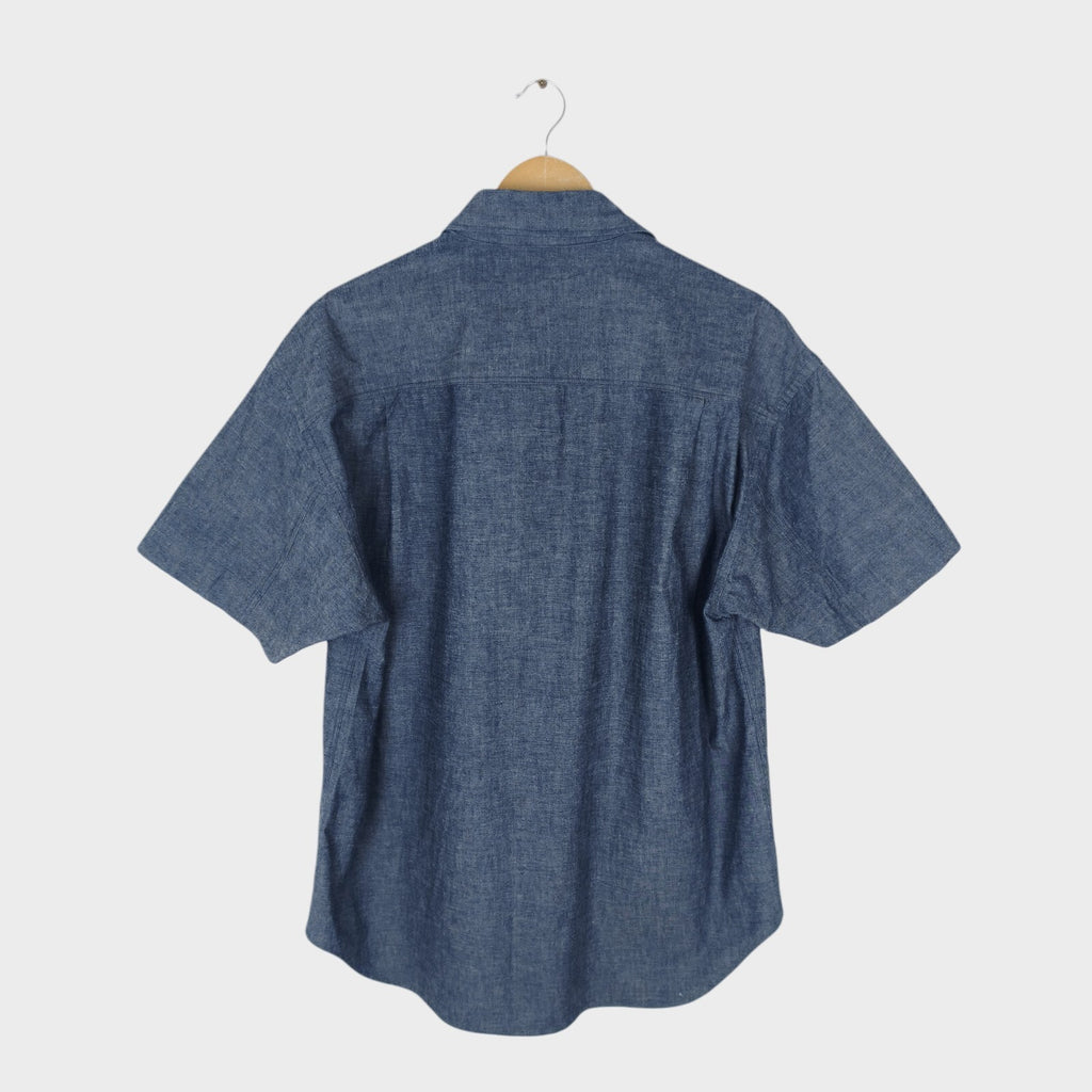 MHL MARGARET HOWELL Men's Blue Relaxed Fit Heavyweight Cotton Chambray Shirt