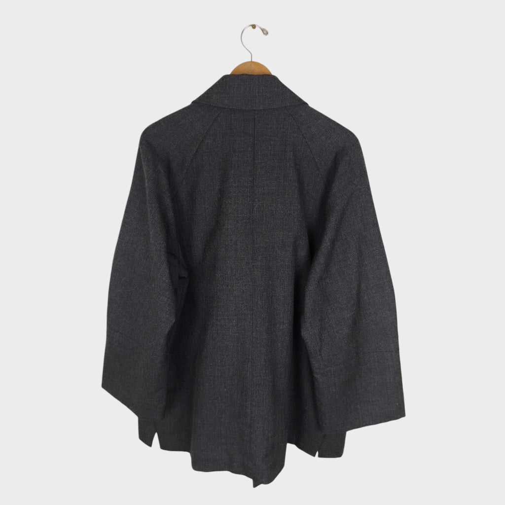 A VONTADE Men's Made in Japan Dark Grey Wool Robe Kimono Coat