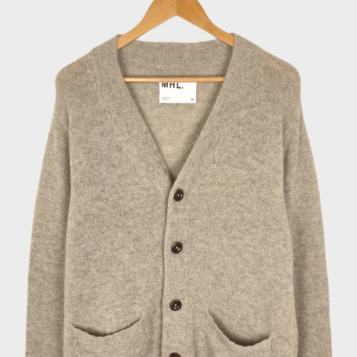 MHL MARGARET HOWELL Men's Oatmeal 100% Wool Knit Cardigan