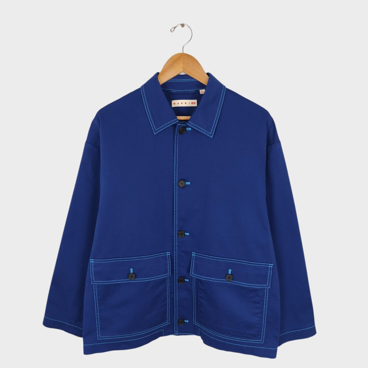 MARNI x UNIQLO Men's Blue Cotton Twill Utility Chore Jacket