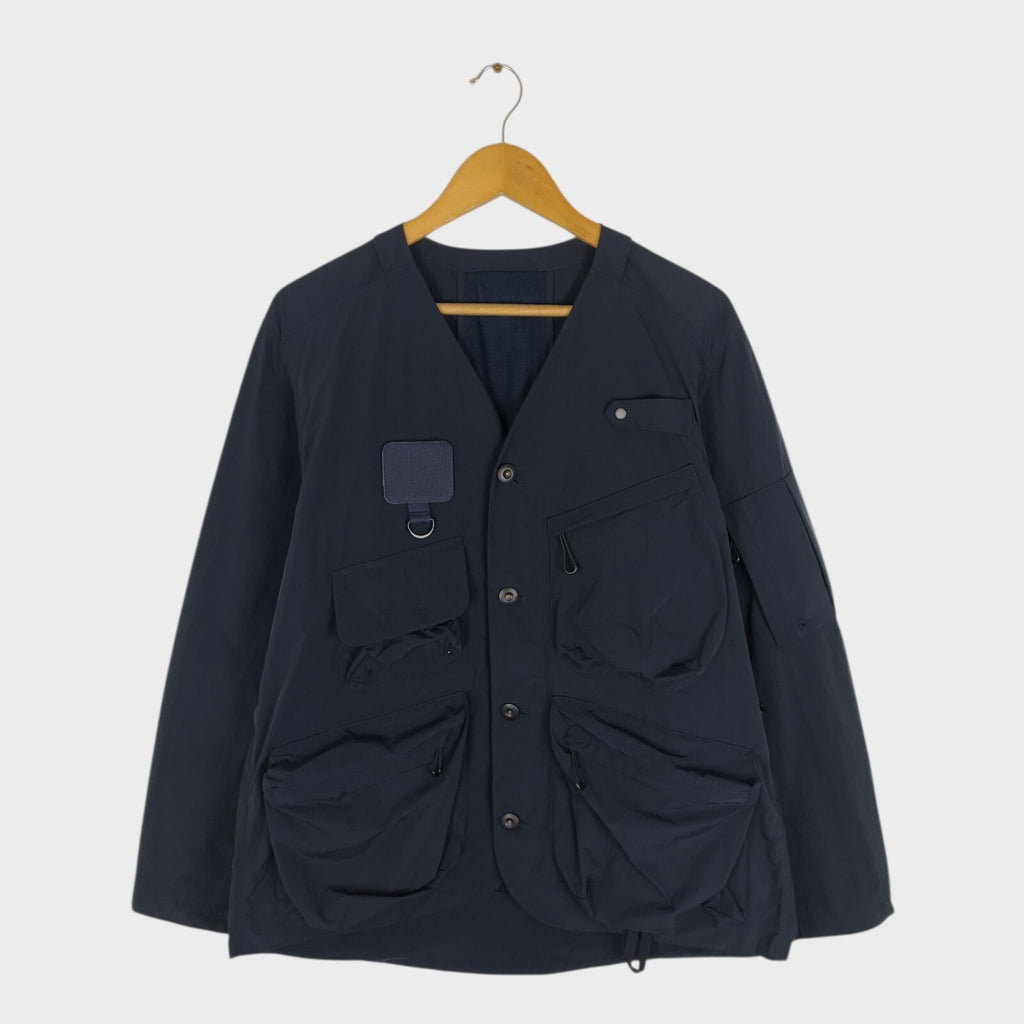 NORBIT BY HIROSHI NOZAWA Men's Navy Blue Nylon Utility Field Parka Jacket