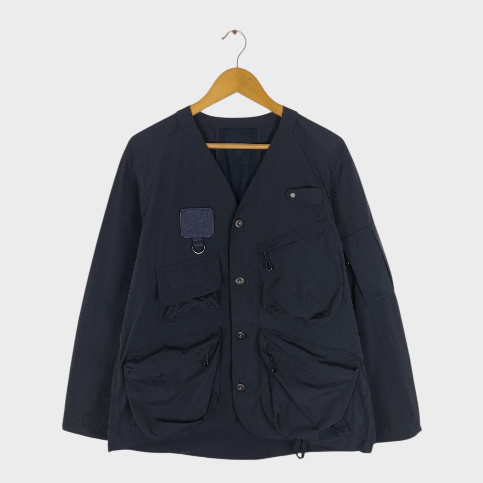NORBIT BY HIROSHI NOZAWA Men's Navy Blue Nylon Utility Field Parka Jacket