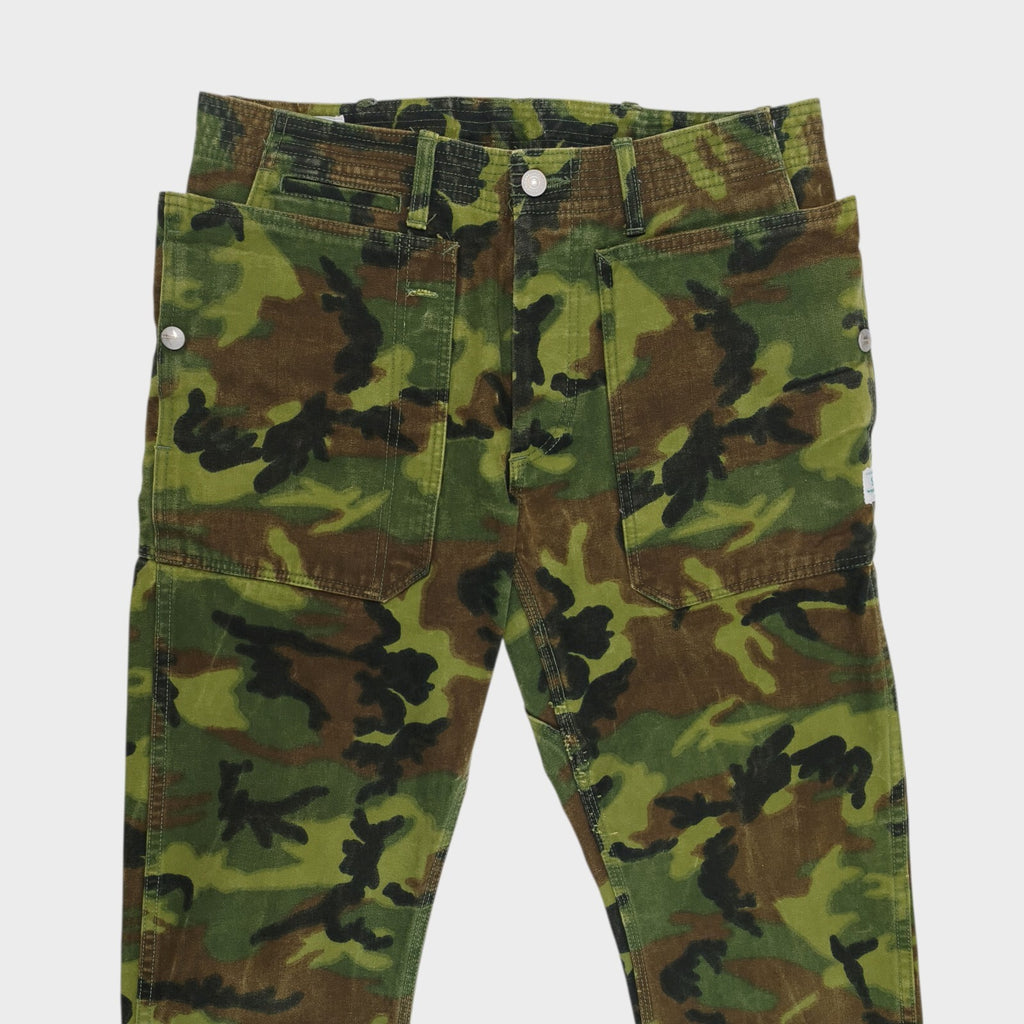SASSAFRAS Men's Made in Japan Heavyweight Camo Fall Leaf Cargo Trousers