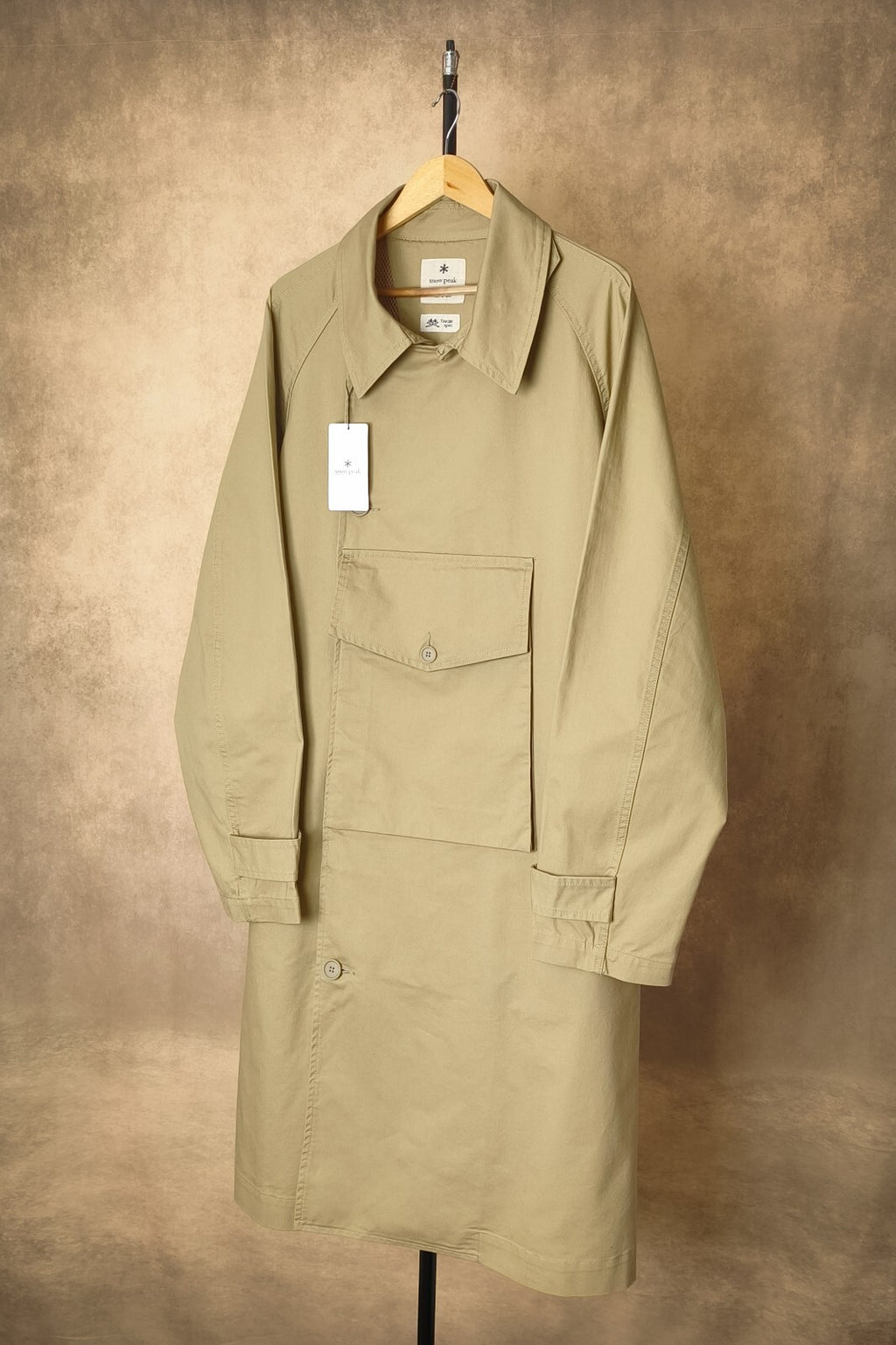 SNOW PEAK Men's Beige Takibi Spec Utility Trench Coat