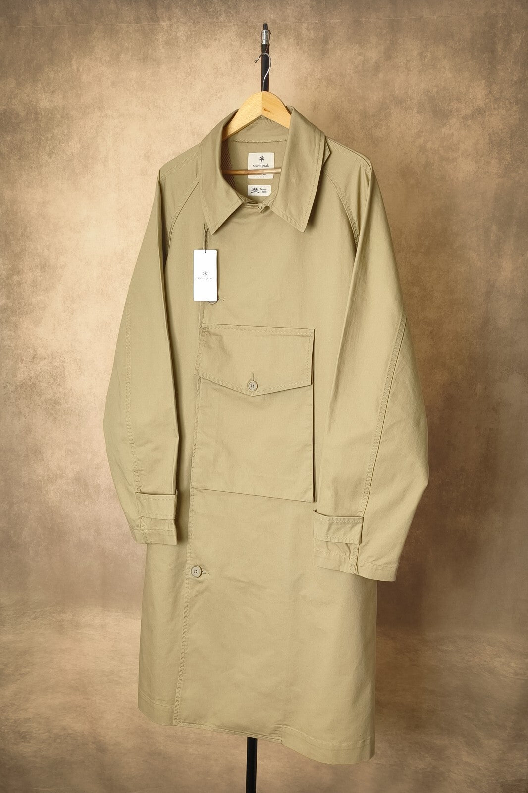 SNOW PEAK Men's Beige Takibi Spec Utility Trench Coat