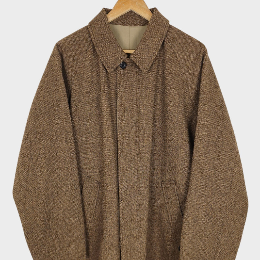 BEAMS PLUS Men's Brown Heavyweight 100% Wool Reversible Balmacaan Coat