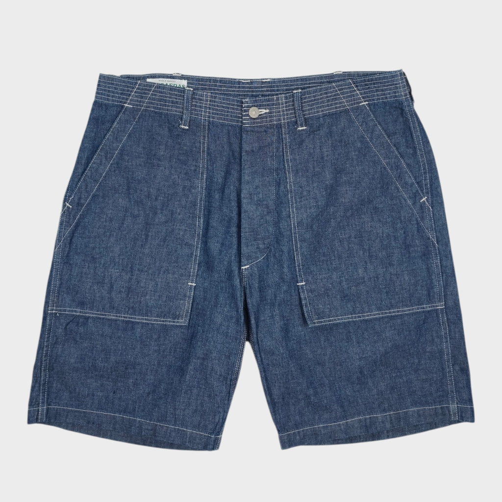 SASSAFRAS Men's Made in Japan Blue Chambray Feel Sun Cargo Shorts