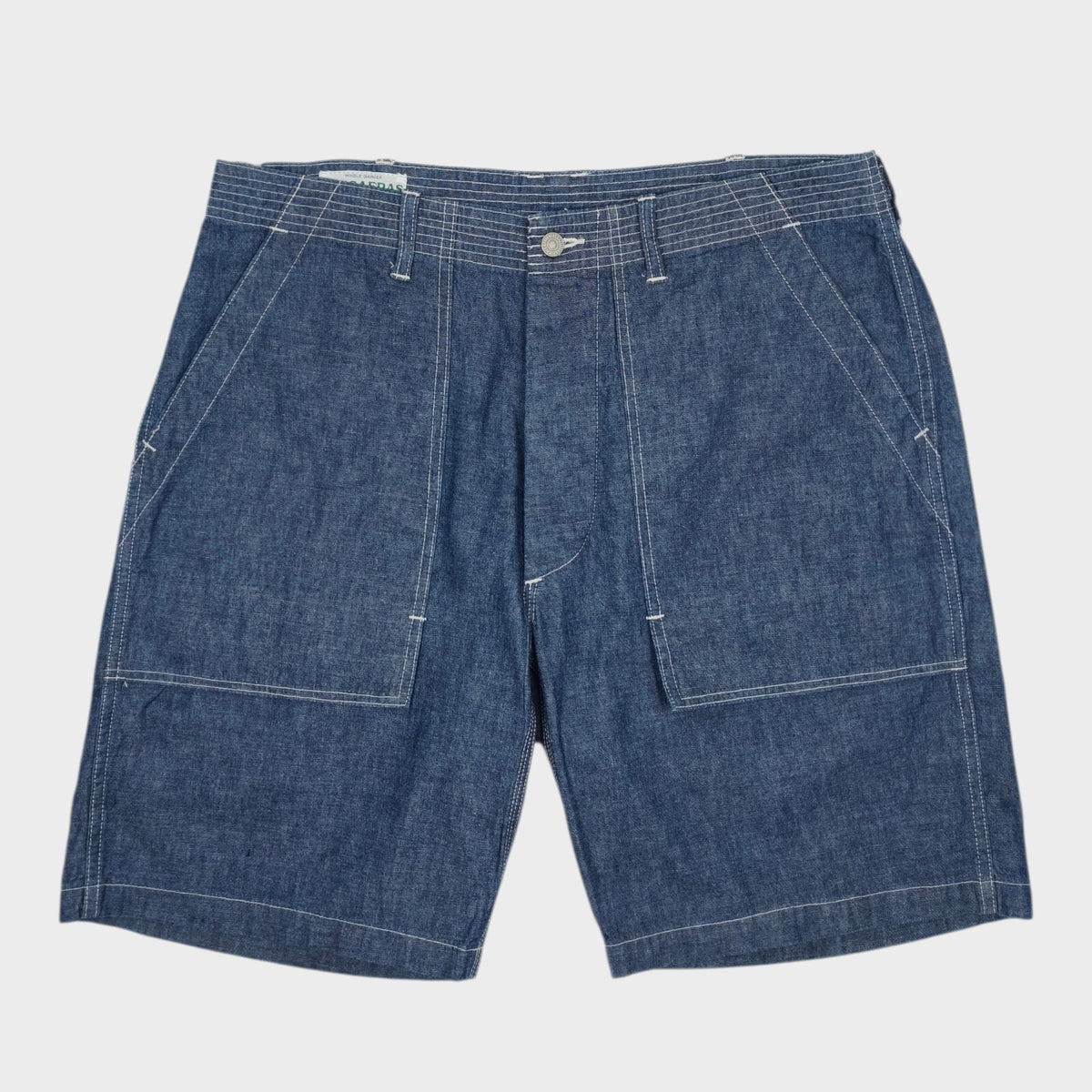 SASSAFRAS Men's Made in Japan Blue Chambray Feel Sun Cargo Shorts
