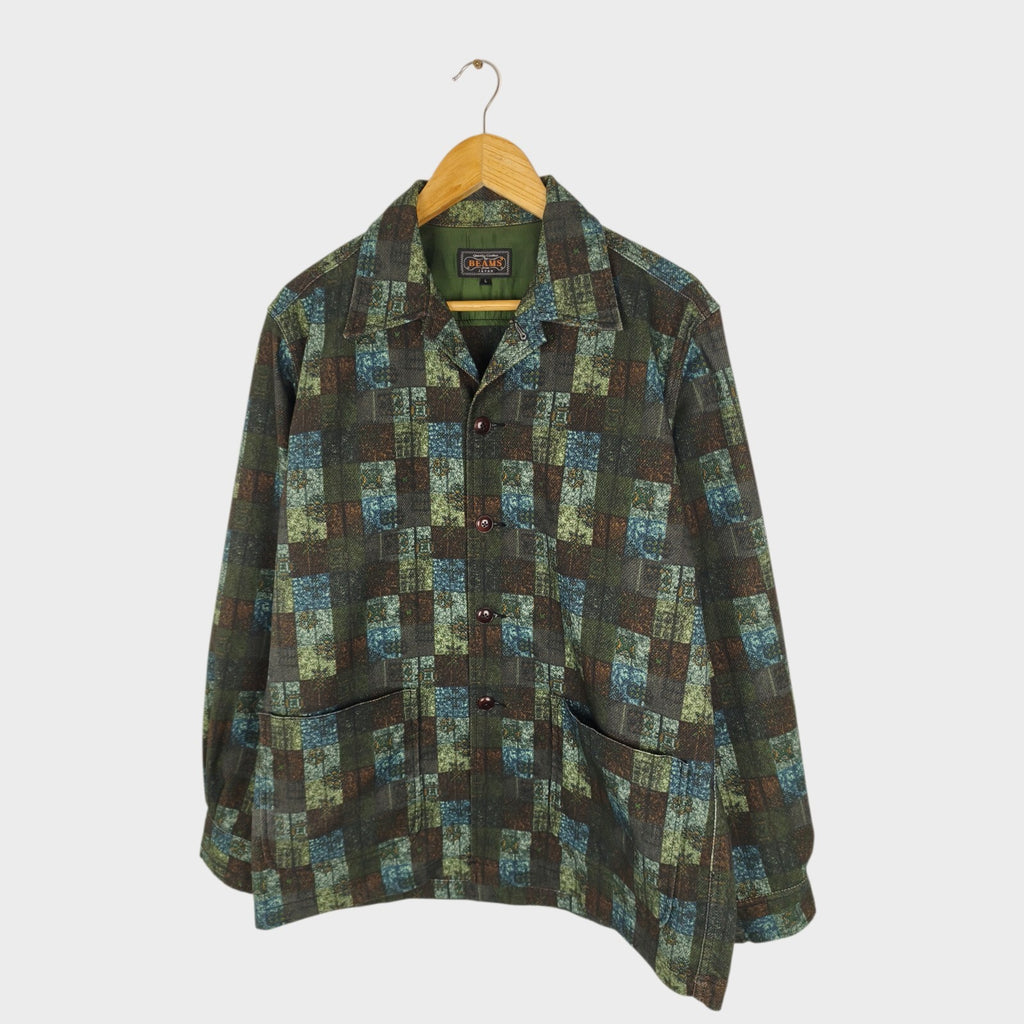 BEAMS PLUS Men's Multicoloured Patchwork Print Komatsu Chore Jacket