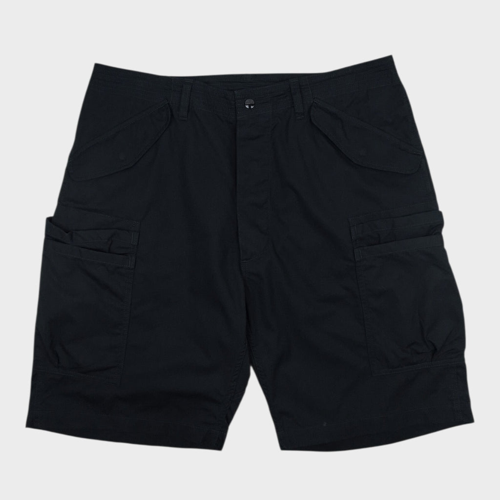 SASSAFRAS Men's Made in Japan Black Overgrown Weather Cotton Cargo Shorts