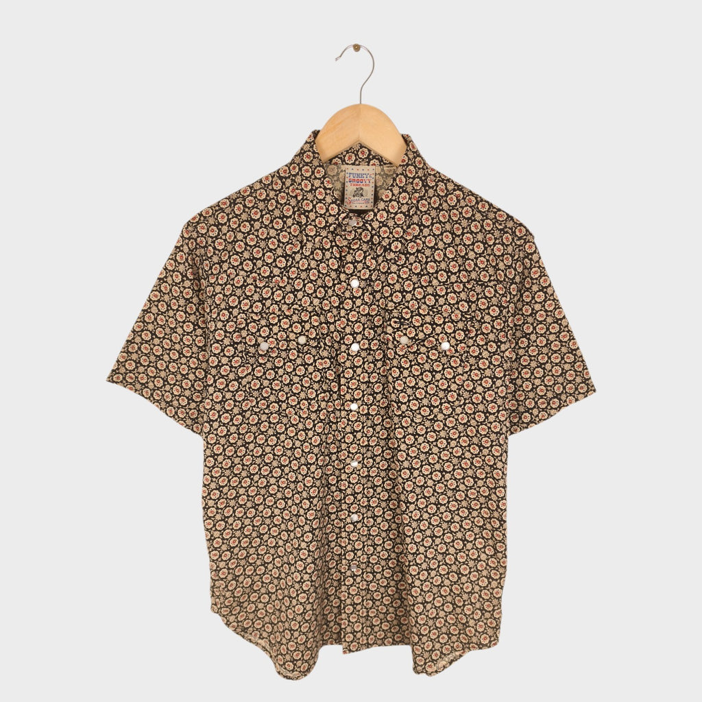 SUGAR CANE Men's Made in Japan Floral Print Short Sleeved Western Shirt