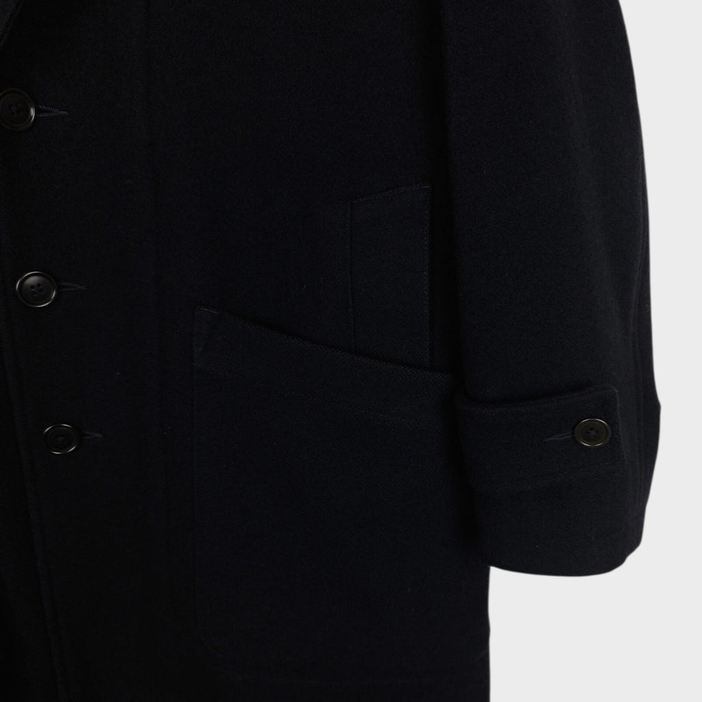 MHL MARGARET HOWELL Men's Black Heavyweight 100% Melton Wool Coat